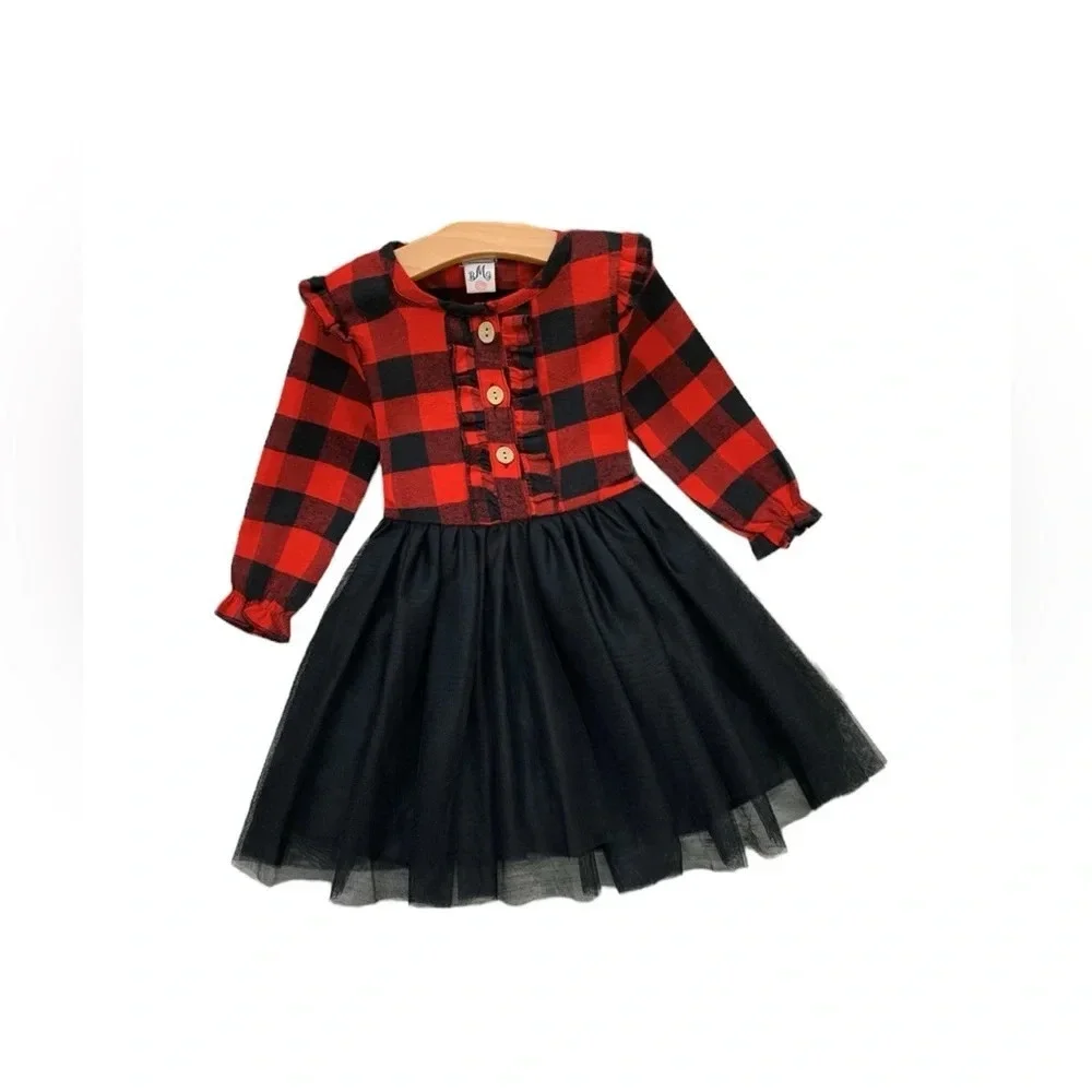 Mia Belle Girl’s Plaid Ruffled Tutu Dress **HOST PICK**